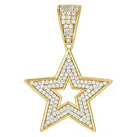 925 Sterling Silver Yellow tone Mens CZ Cubic Zirconia Simulated Diamond Star Celestial Charm Pendant Necklace Jewelry for Men