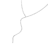 Sterling Silver Long Y Necklace for Women Girls 18K White Gold Plated Simple Minimalist Lightning Exaggerated Geometric Oval Teardrop Sequins Pendant Choker Necklaces Chain Fashion Dainty Jewelry