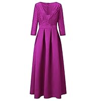 V Neck Mother of The Bride Dress Long Sleeve Wedding Party Gown Split for Women
