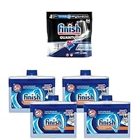 Bundle of Finish - Quantum - 64ct - Dishwasher Detergent - Powerball - Ultimate Clean & Shine - Dishwashing Tablets - Dish Tabs + Finish Dishwasher Cleaner - Liquid Fresh 4x8.45 oz.