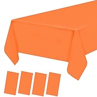 4 Pack Plastic Tablecloths Disposable Plastic Table Covers Table Cloths BBQ Picnic Birthday Wedding Party TableCloth Oil-proof Waterproof Table Cloth Light Weight Thin Orange Table Cover 54 x 108 In