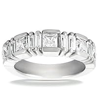 2.00 ct Ladies Princess and Baguette Cut Diamond Wedding Band In Channel Setting in Platinum