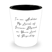I'm an Auditor. My Level of Sarcasm Depends on Your Level of. Auditor Shot Glass, Beautiful Auditor, Ceramic Cup For Coworkers