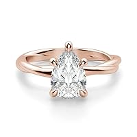 Moissanite Engagement Solid 14k Rose Gold 4-Prong Petite Twisted Vine Simulated 1.5 CT Diamond Engagement Ring Promise Bridal Ring