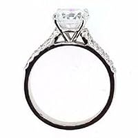 Genuine Moissanite 1.00 CT DE Color Excellent VVS1 Round Brilliant Cut Diamond Promise Ring Moissanite Solitaire With Accent Wedding Ring New Year Gift For Girls Solid 14K White Gold 4 Prong Setting (White Gold, 8) (White Gold, 6)