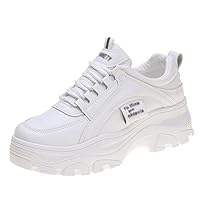 Ositree Platform Trainers Women's Wedge Heel Trainers Chunky Gym Breathable Spring Autumn Casual Shoes Stylish Lace-Up Comfortable Chunky Wedges Sports Shoes