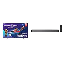 Hisense 65-Inch ULED 4K Quantum Dot QLED Smart Google TV (2022 Model) and 108W 2.1ch Sound Bar with Built-in Subwoofer