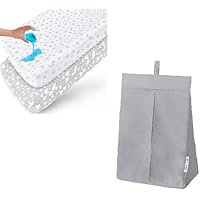 Diaper Organizer Hanging Beside Changing Pad Table, Playard or Wall for Diaper Stacker, Gray/Waterproof Changing Pad Cover 2 Pack Cotton, White Grey Star Print