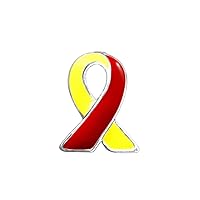 Red & Yellow Ribbon Awareness Lapel Pin - Small Ribbon Pin for Virus Disease, Hepatitis C Awareness, and HIV/HCV Co-Infection Awareness