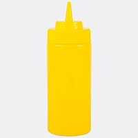 Tezzorio 16 oz. High-Performance Yellow Wide Mouth Plastic Squeeze Bottle - Convenient and Versatile Spill-Free Dispenser, BPA Free Dressing Squirt Bottle for Condiments, Ketchup, Mustard, Sauces, Oil, Honey, Arts and Crafts - Leak Proof - Kitchen and More!
