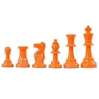 WE Games Color Bright Plastic Staunton Tournament Chessmen with 3.75 in. King - Half Set, Orange