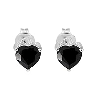 Multi Choice Your Gemstone Heart Shaped 0.25 Ctw 925 Sterling Silver Solitaire Stud Earring