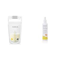 Medela Breast Milk Storage Bags 100 Count with Quick Clean Breast Pump Sanitizer Spray 8 Fluid Ounces