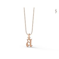 MOONEYE 925 Sterling Silver 26 Cursive Letter A to Z Initial Chain Necklace Pendant for Girl Boy Women Alphabet Personalized Charm Necklace 18 Inch Chain (a, Rose Gold Vermeil)