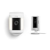 Ring Spotlight Cam Plus Battery with All-new Ring Indoor Cam, White
