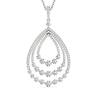 The Diamond Deal 18kt White Gold Womens Necklace 3 Pear-Shaped Ring Design VS Diamond Pendant 1.4 Cttw (16 in, 2 in ext.)