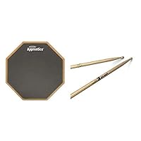 Evans Realfeel Apprentice Pad, 7 Inch & Promark American Hickory Classic 5A Drumsticks, Single Pair