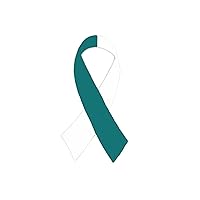 Small Teal & White Ribbon Decal for Cervical Cancer Awareness - Use on Your Helmet or Vehicle - Perfect for Support Groups, Events and Fundraising (1 Decal - Retail)