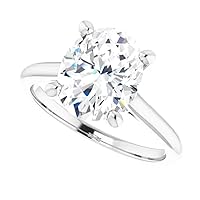925 Silver,10K/14K/18K Solid White Gold Handmade Engagement Ring 2.0 CT Oval Cut Moissanite Diamond Solitaire Wedding/Gorgeous Gift for Women/Her Bridal Rings
