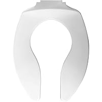 Bemis 9400SSC000 Plastic Open Front Less Cover Elongated Toilet Seat with Self Sustaining Check Hinge, White