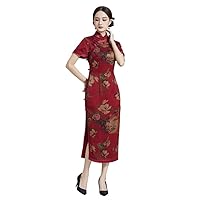 Cheongsam Dresses Mulberry Silk Chinese Traditional Printed Evening Qipao 3559