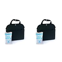 J.L. Childress MaxiCOOL 4 Bottle Breastmilk Cooler, Baby Bottle and Baby Food Bag, Insulated and Leak Proof, Ice Pack Included, Black (Pack of 2)