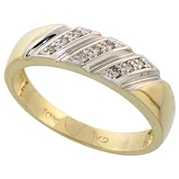 Silver City Jewelry 10k White Gold Men's Diamond Wedding Band, 1/4 inch Wide
