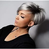 BeiSD Short Pixie Cut Wigs with Bangs Mixed Blonde Brown Short Wig Synthetic Wigs for Black Women Mixed Blonde Short Hairstyles for Women… (7340)