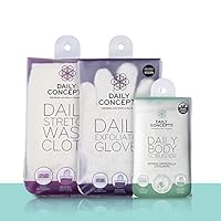 Body Basics by Daily Concepts - Daily Body Scrubber + Daily Stretch Wash Cloth + Daily Exfoliating Gloves