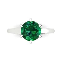 Clara Pucci 2.50ct Round Cut Solitaire Simulated Emerald Excellent Engagement Wedding Bridal Promise Anniversary Ring in 18K White Gold