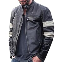 SpazeUp Keanu Reeves Retro Black Motorcycle Leather Jacket |vintage cafe racer jacket