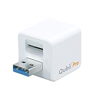 Maktar Qubii Pro White Automatic Backup While Charging, iPhone USB Memory, Ipad Eliminates Insufficient Capacity, Photos, Videos, Music, Contacts, SNS Data, Migration, SD Card Reader, Model Changes,