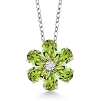 Pear Cut Created Peridot 925 Sterling Silver 14K White Gold Finish Pendant Necklace for Women's & Girl's
