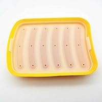 Silicone Sausage Mold with Lid Ham Box Hot Dog Mold Crisper Baking Mold Yellow-1 set/签名不正确