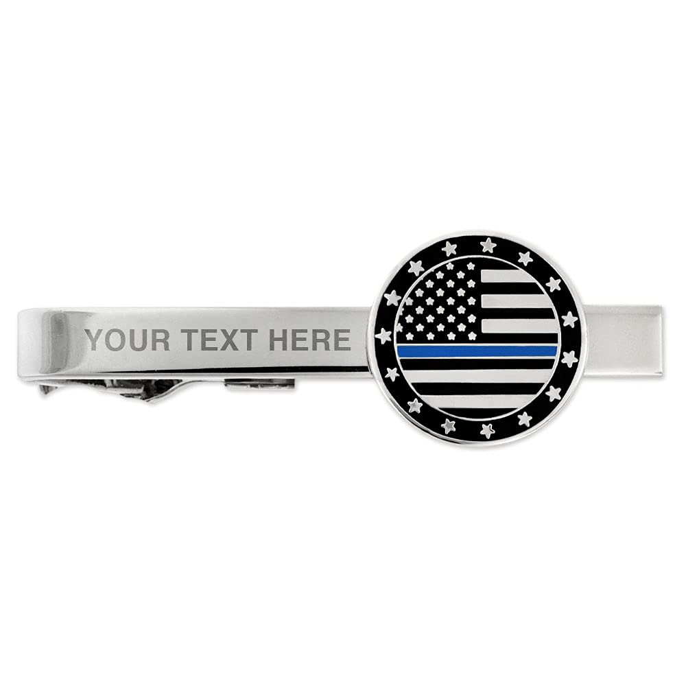 PinMart Thin Blue Line American Flag Police Tie Clip