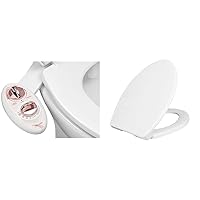 LUXE Bidet NEO 185 - Self-Cleaning, Dual Nozzle, Non-Electric Bidet Attachment for Toilet Seat, Adjustable Water Pressure, Rear and Feminine Wash & Luxe TS1008E Elongated Comfort Fit Toilet Seat