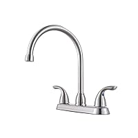 Pfister Pfirst Series Kitchen Sink Faucet, 2-Handle, High Arc, 3-Hole, Stainless Steel Finish, G136200S