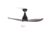 CREATE Windhelix Ceiling Fan Black Dark Wood Wings with Lighting and Remote Control Quiet Timer DC Motor 40 W Diameter 112 cm 6 Speeds Summer Winter Operation