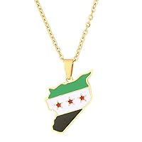 Necklaces, Unique Syria Map Pendant Necklaces Traditional Flag Pendant Friendship Necklace For Women Men Jewelry Holiday Party