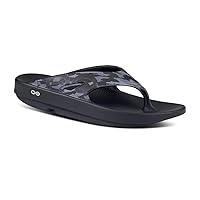 OOFOS OOriginal Sport Sandal, Black Camo - Men’s Size 9, Women’s Size 11 - Lightweight Recovery Footwear - Reduces Stress on Feet, Joints & Back - Machine Washable - Hand-Painted Graphics