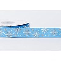 22mm Reel Chic Snowflake Print Grosgrain Ribbon Blue - per metre