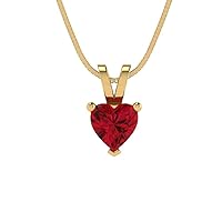 Clara Pucci 0.5 ct Heart Cut Designer Simulated Diamond Red Ruby Solitaire Pendant Necklace With 16