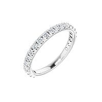 Platinum Anniversary Band Ring Natural Diamond Round 2mm Polished 0.63 Carat French set Size 7 Jewelry for Women