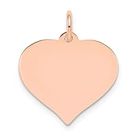 17mm 14ct Rose Gold Engravable Love Heart Disc Charm Pendant Necklace Jewelry for Women