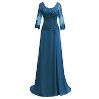 Lace Mother of The Bride Dresses 3/4 Sleeves Wedding Guest Dresses for Women Chiffon Long Mother of The Bride Dress