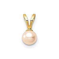 14k Gold Madi K 4 5mm Pink Near Round Freshwater Cultured Pearl Pendant Necklace Jewelry for Women