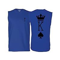 Front and Back King Queen Couple Couples Gift her his mr ms Matching Valentines Wedding Men's Muscle Tank Sleeveles t Shirt