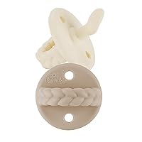 Itzy Ritzy Silicone Orthodontic Pacifiers - Sweetie Soother Pacifiers with Collapsible Handle & Two Air Holes for Added Safety, Baby Pacifiers for Ages 0-6 Months (Buttercream & Toast)