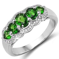 0.98 Carat Genuine Chrome Diopside .925 Sterling Silver Ring