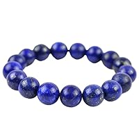 Natural Blue Gold Lapis Bead Men Women Energy Gemstone Bracelet 12mm CHIK-BRACE-84728